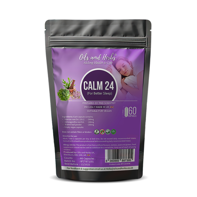calm 24 capsules – valerian, ashwagandha & brahmi (6400mg)