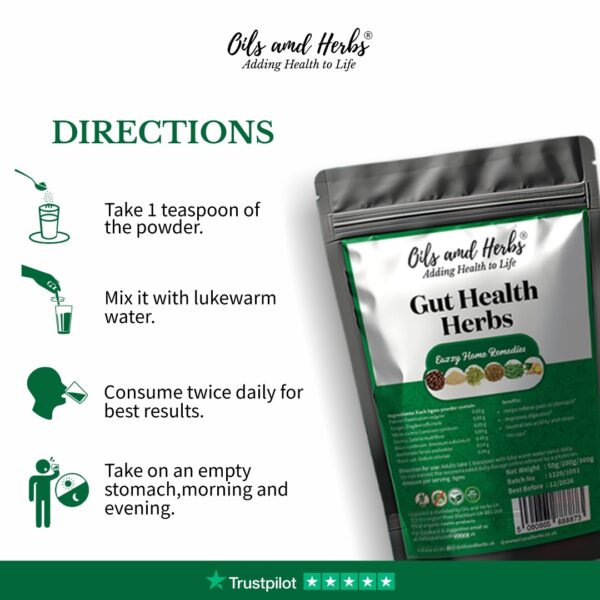 gut health herbs for bloating, gas relief & gut health